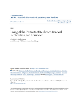 Living Aloha: Portraits of Resilience, Renewal, Reclamation, and Resistance Camilla G