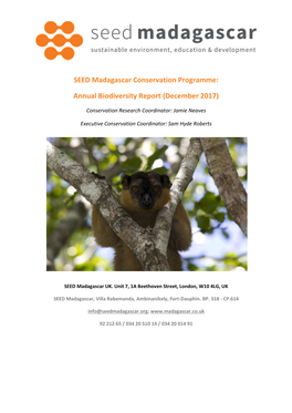 SEED Madagascar Conservation Programme: Annual Biodiversity Report (December 2017)