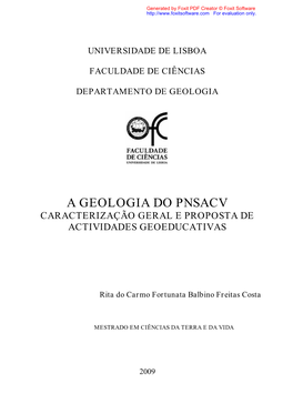 A Geologia Do Pnsacv Caracterização Geral E Proposta De Actividades Geoeducativas