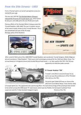 Triumph Sports Cars by Albert De