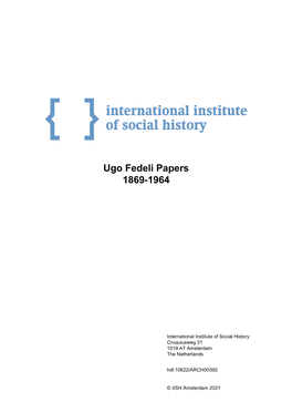 Ugo Fedeli Papers 1869-1964