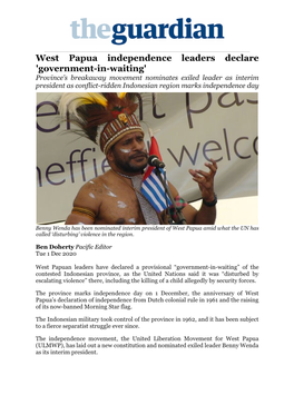 West Papua Independence Leaders Declare