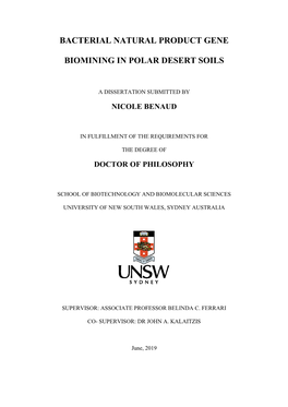 Bacterial Natural Product Gene Biomining in Polar