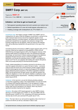 SMRT Corp (MRT SP) SMRT Corp