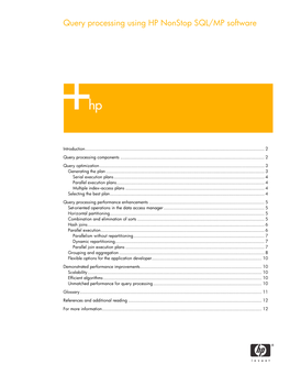 Query Processing Using HP Nonstop SQL/MP Software