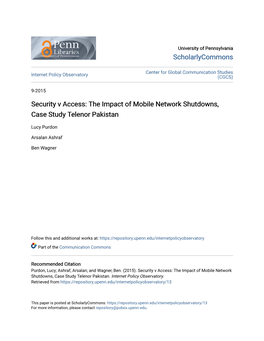 The Impact of Mobile Network Shutdowns, Case Study Telenor Pakistan