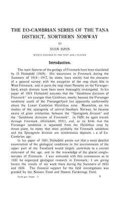 The Eo-Cambrian Series of the Tana District, Northern Norway