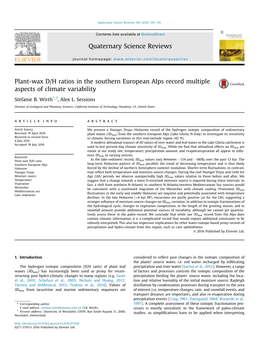 Plant-Wax D/H Ratios in the Southern European Alps Record Multiple Aspects of Climate Variability