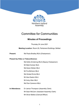 Committee for Communities Meeting Minutes of Proceedings 24 June 2021