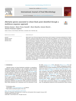 International Journal of Food Microbiology Alternaria Species