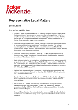 Representative Legal Matters