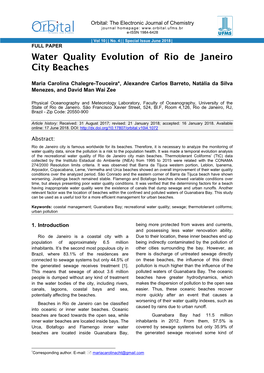 Water Quality Evolution of Rio De Janeiro City Beaches