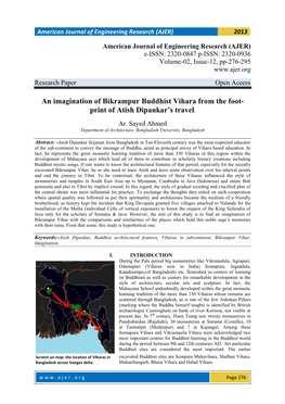 An Imagination of Bikrampur Buddhist Vihara from the Foot- Print of Atish Dipankar's Travel