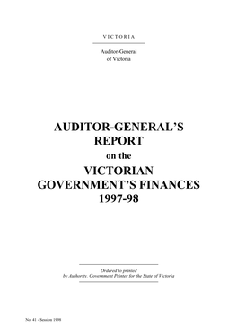 Auditor-General's Report on the Victorian Government's Finances