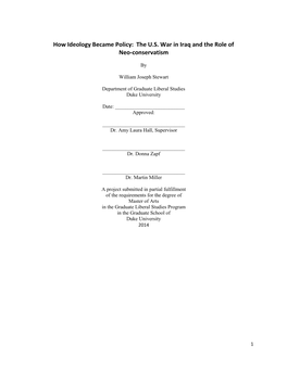 How Ideology Became Policy: the U.S. War in Iraq and the Role of Neo-Conservatism