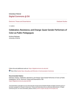 Queer Gender Performers of Color As Public Pedagogues