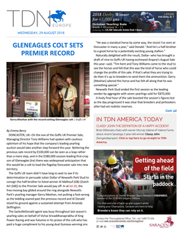 Gleneagles Colt Sets Premier Record Cont