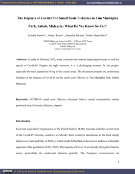The Impacts of Covid-19 to Small Scale Fisheries in Tun Mustapha