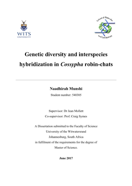 Genetic Diversity and Interspecies Hybridization in Cossypha Robin-Chats