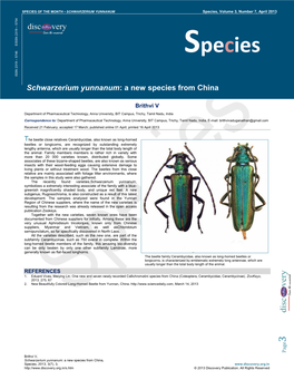 Speciesspecies of the MONTH• SPECIES• SCHWARZERIUM of the MONTH YUNNANUM Species, Volume 3, Number 7, April 2013 754 5 – EISSN 2319 746