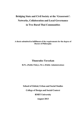 Bridging State and Civil Society at the „Grassroots‟: Networks, Collaboration and Local Governance in Two Rural Thai Communities