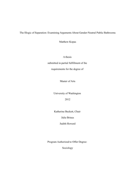 The Illogic of Separation: Examining Arguments About Gender-Neutral Public Bathrooms
