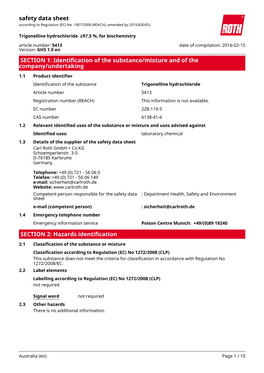 Safety Data Sheet: Trigonelline Hydrochloride