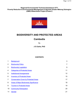 BIODIVERSITY and PROTECTED AREAS Cambodia