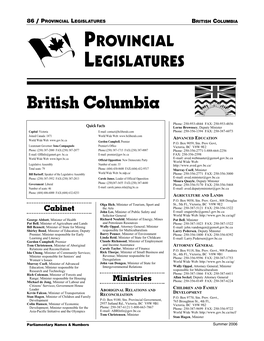 British Columbia Provincial Legislatures