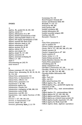 Algebra, 'Zl2 Graded 29, 34, 281, 284 Algebra, Central 117 Algebra