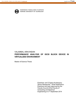 Valambal Aravindan Performance Analysis of Iscsi Block Device in Virtualized Environment