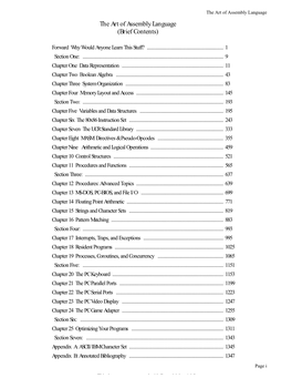 The Art of Assembly Language the Art of Assembly Language (Brief Contents)