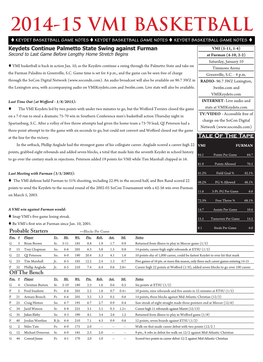 14-15 BKB Game Notes