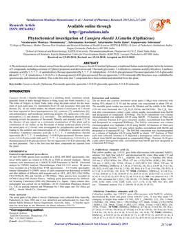 Phytochemical Investigation of Cansjera Rheedii J.Gmelin