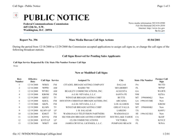 Public Notice Page 1 of 3 PUBLIC NOTICE Federal Communications Commission News Media Information 202/418-0500 Fax-On-Demand 202/418-2830 445 12Th St., S.W