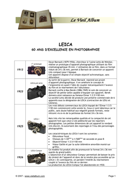 Leica 60 Ans D’Excellence En Photographie