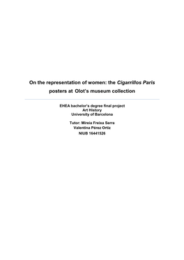 On the Representation of Women: the Cigarrillos Paris Posters at Olot's