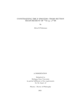 Abstract Constraining the P Process: Cross Section Measurement Of