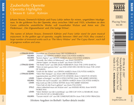 Zauberhafte Operette Operetta Highlights J