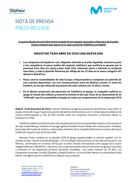 Nota De Prensa Press Release