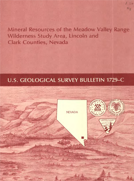Mineral Resources of the Meadow Valley Range Wilderness Study Area, Lincoln and Clark Counties-, Nevada