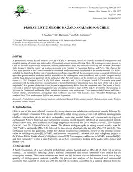 Probabilistic Seismic Hazard Analysis for Chile