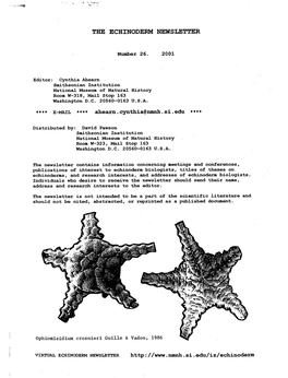 The Echinoderm Newsletter