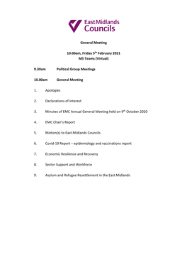 EMC General Meeting Papers 5 February 2021