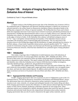 Analysis of Imaging Spectrometer Data for the Zarkashan Area of Interest