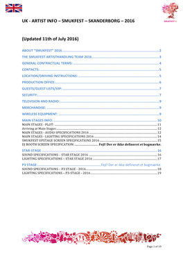 Uk - Artist Info – Smukfest – Skanderborg – 2016