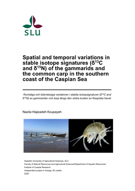 Spatial and Temporal Variations in Stable Isotope Signatures (Δ13c and Δ15n) of the Gammarids and the Common Carp in the Southern Coast of the Caspian Sea