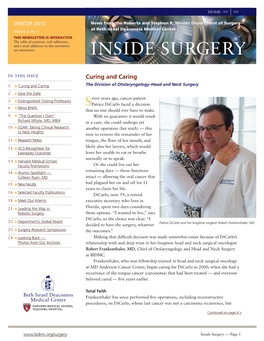 Inside Surgery in This Issue Curing and Caring