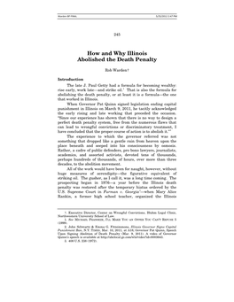 How and Why Illinois Abolished the Death Penalty