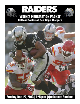 WEEKLY INFORMATION PACKET Oakland Raiders at San Diego Chargers